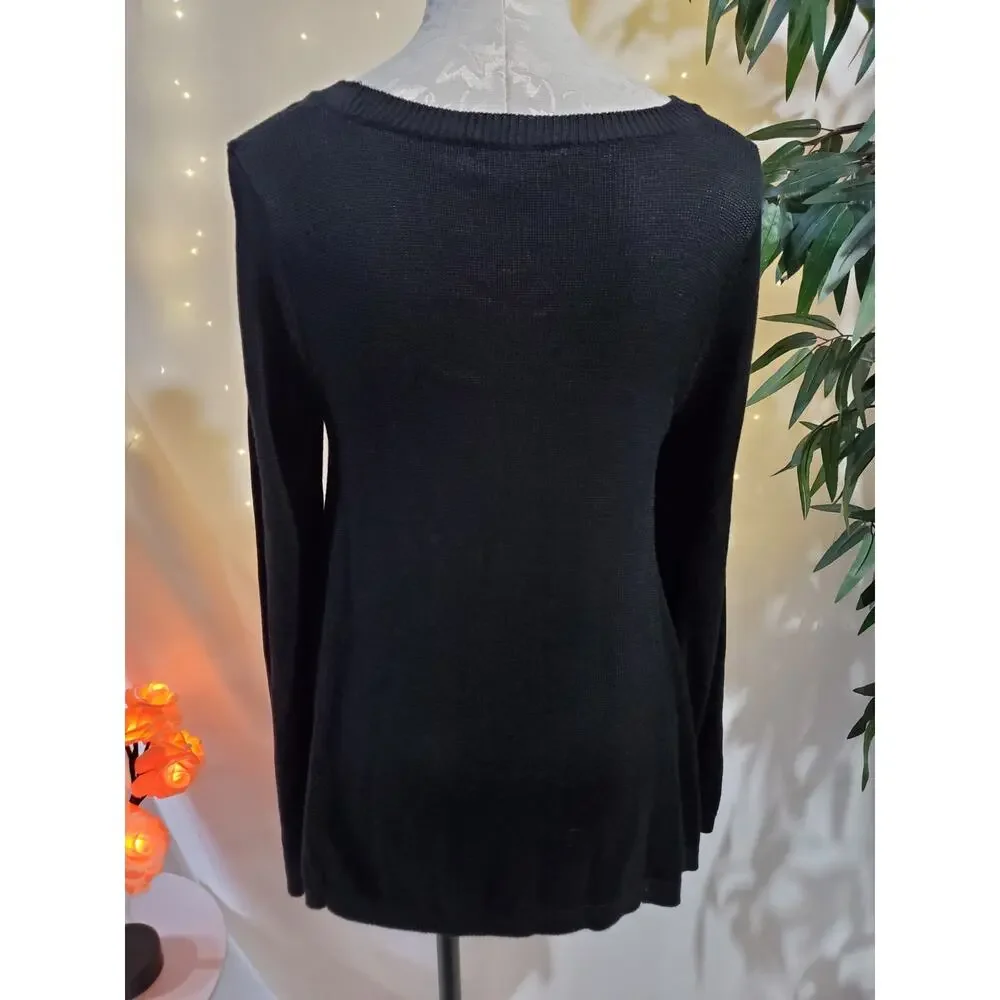 Lauren Ralph Lauren Long Sleeve Knit Sweater Women's Size M Black Boatneck